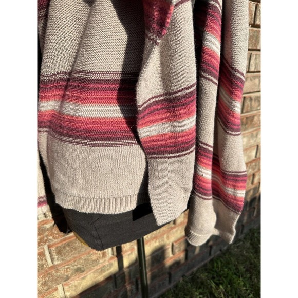 Old Navy Womens Cardigan Size Medium Brown Beige Red Cotton Blend‎ Boho Striped - Picture 6 of 11